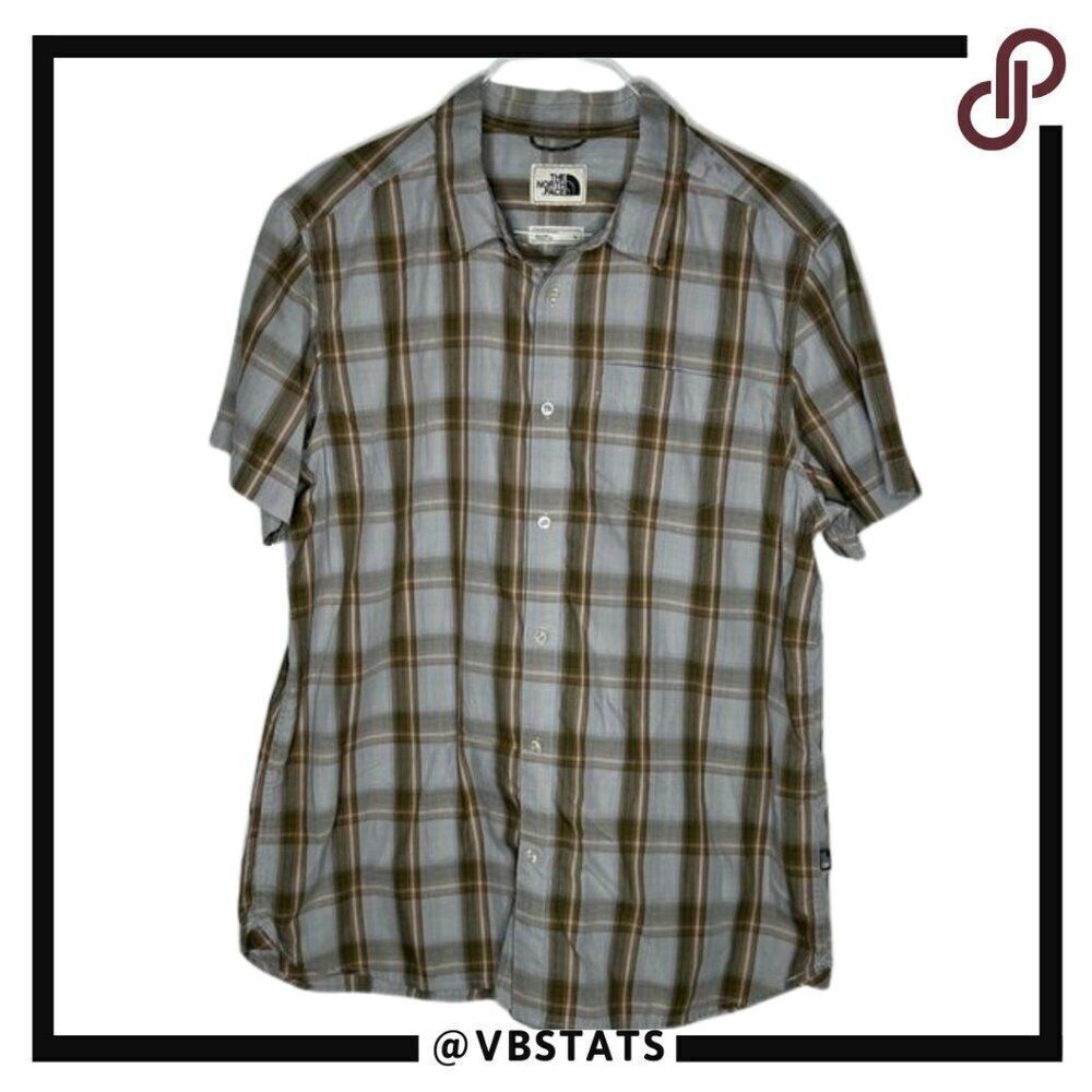 The North Face Gray-Brown-Gold Striped SS Outdoor Adventure Shirt in Size XL